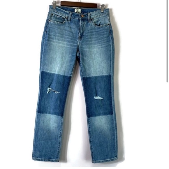 J Crew Slim Broken In Patchwork Boyfriend Distressed Jeans Sz 30P - Picture 2 of 5